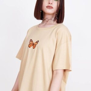 خرید عمده تیشرت طرح پروانه دورنگ