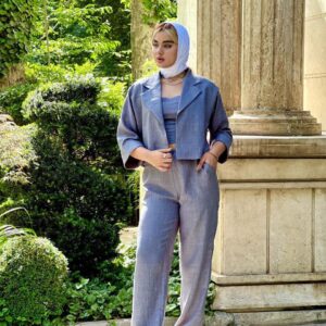 خرید عمده ست کت کراپ شلوار قیطون دوزی