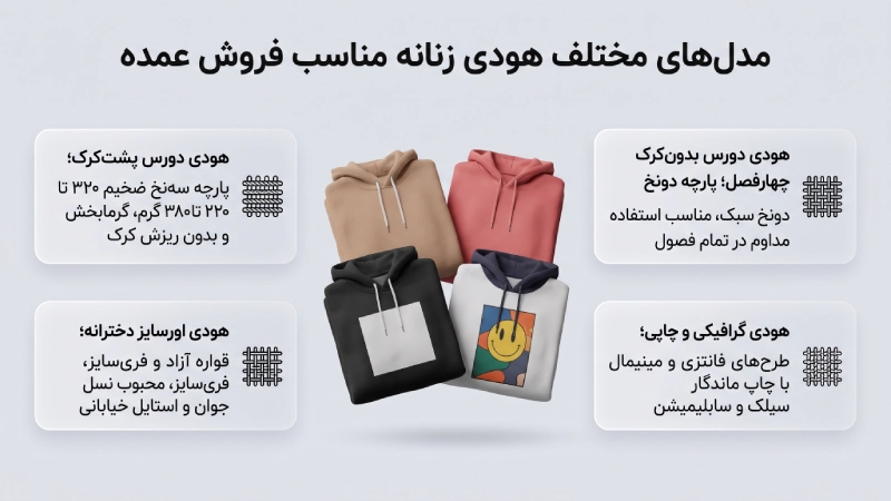 مدلهای مختلف هودی زنانه مناسب فروش عمده
