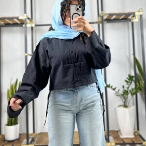 خرید عمده شومیز پایین بندی مشکی