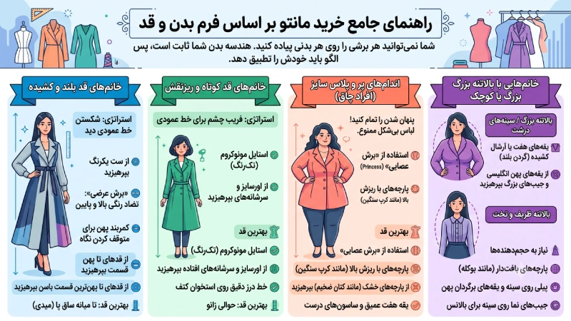 راهنمای خرید مانتو بر اساس فرم بدن و قد