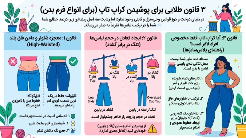 ۳ قانون طلایی برای پوشیدن کراپ تاپ