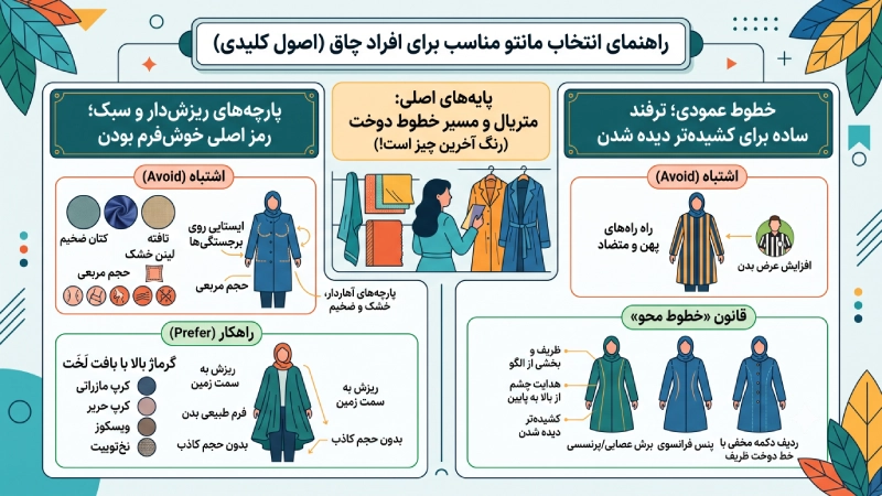 راهنمای انتخاب مانتو مناسب برای افراد چاق (اصول کلیدی)