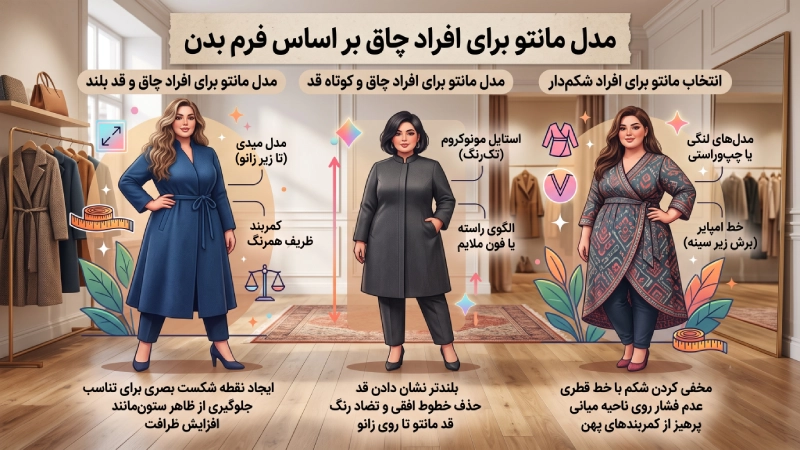 مدل مانتو برای افراد چاق بر اساس فرم بدن