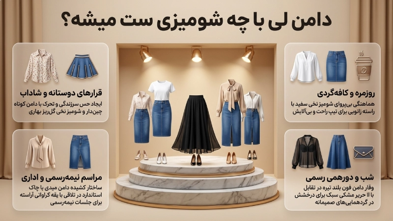 دامن لی با چه شومیزی ست میشه