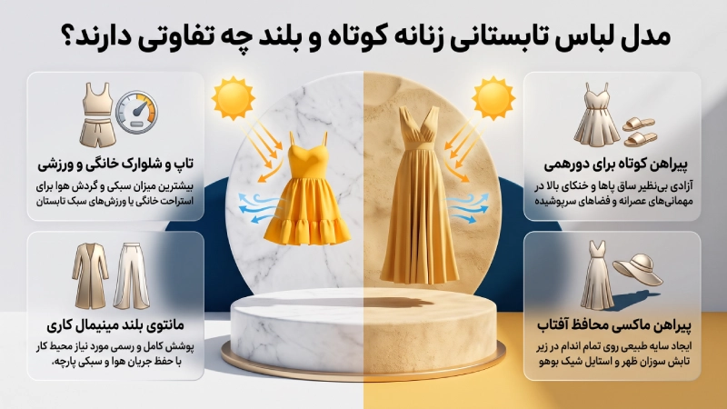 مدل لباس تابستانی زنانه کوتاه و بلند چه تفاوتی دارند